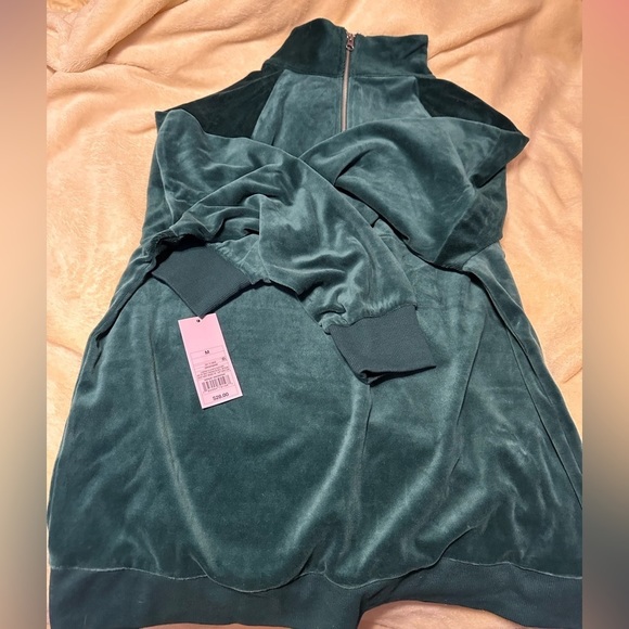 NWT Wild Fable Womens Quarter Zip Velour Tunic Sweatshirt Green - Picture 2 of 3